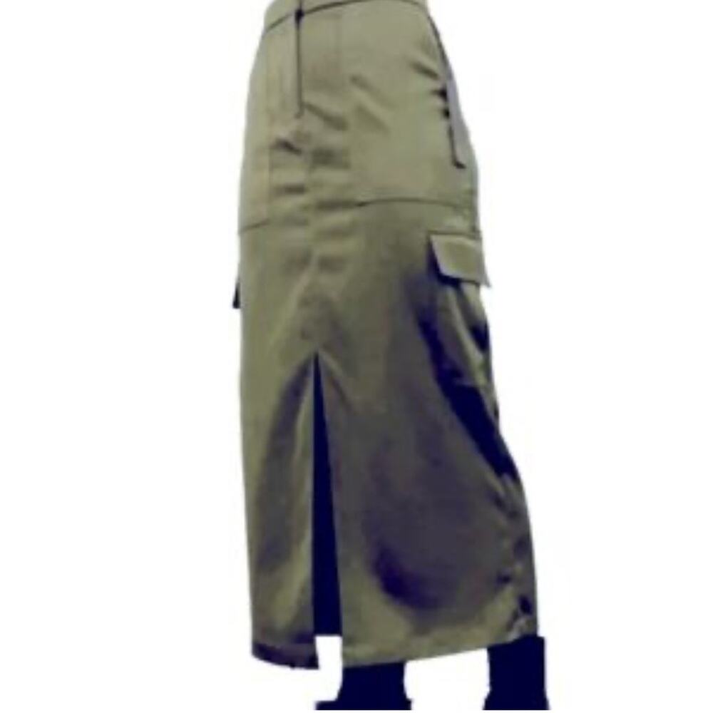 House of Harlow 1960 NWT Olive Green Satin Cargo Maxi Skirt Small Y2K